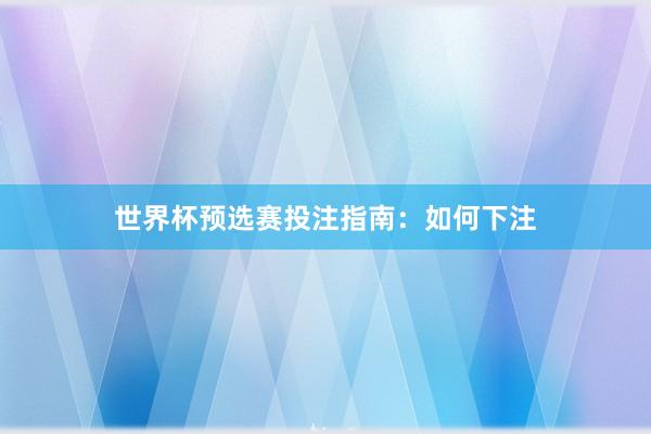 世界杯预选赛投注指南：如何下注