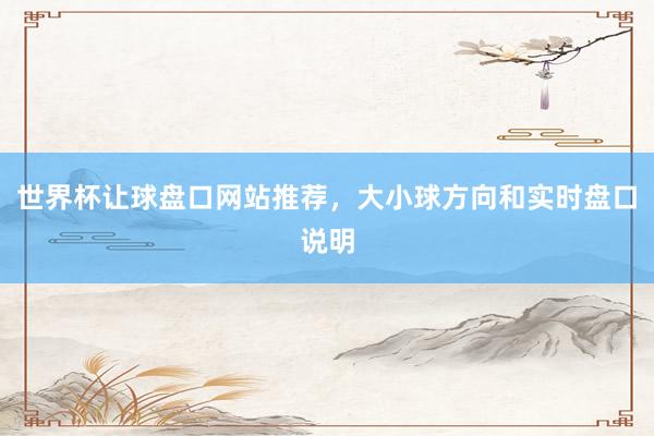 世界杯让球盘口网站推荐，大小球方向和实时盘口说明